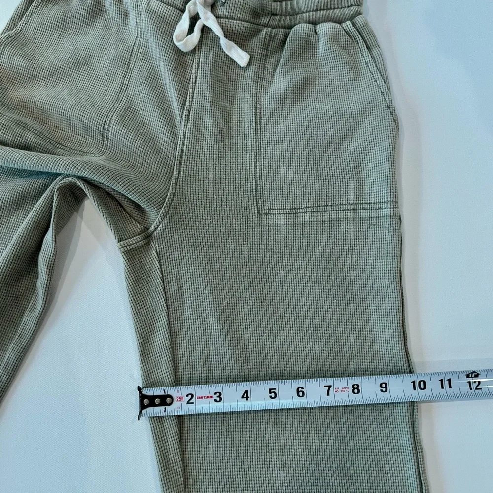 Jane and Delancey Waffle Ribbed Olive Army Green Straight Leg Stretch Lounge - Picture 4 of 13